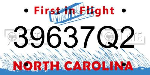 39637Q2 North Carolina License Plate