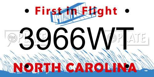 3966WT North Carolina License Plate