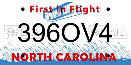 396OV4 North Carolina License Plate