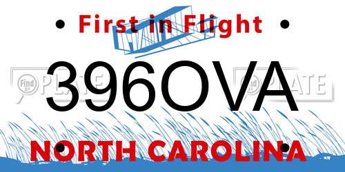 396OVA North Carolina License Plate