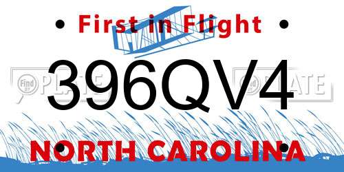 396QV4 North Carolina License Plate