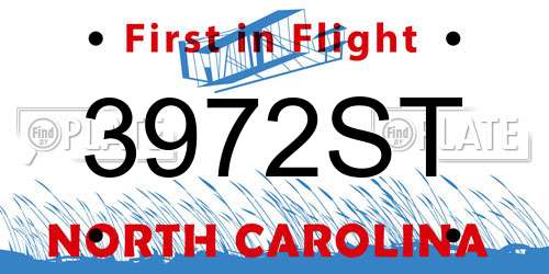 3972ST North Carolina License Plate
