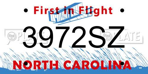 3972SZ North Carolina License Plate