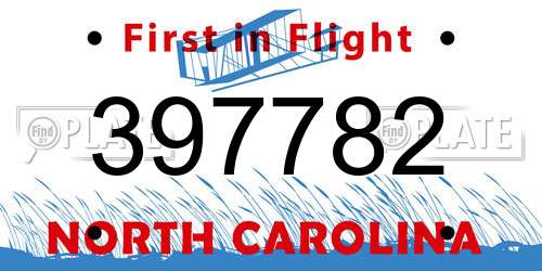 397782 North Carolina License Plate