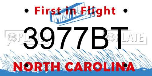 3977BT North Carolina License Plate