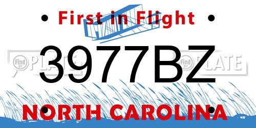 3977BZ North Carolina License Plate