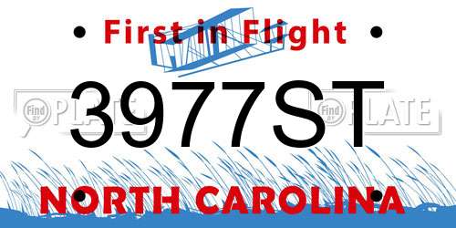 3977ST North Carolina License Plate