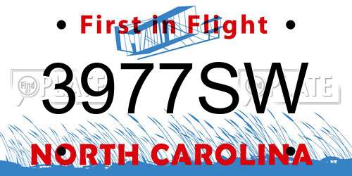 3977SW North Carolina License Plate