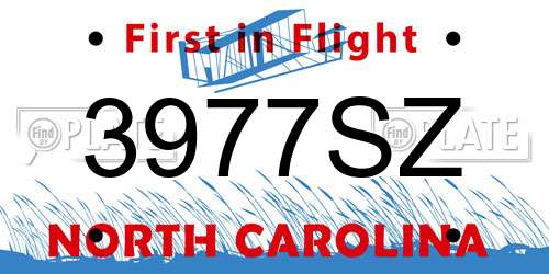 3977SZ North Carolina License Plate