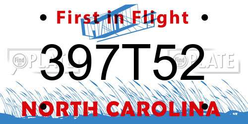 397T52 North Carolina License Plate