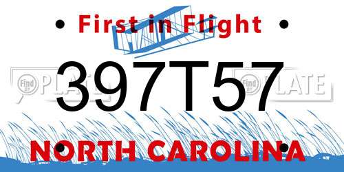 397T57 North Carolina License Plate