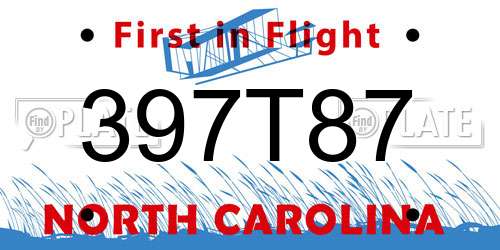 397T87 North Carolina License Plate