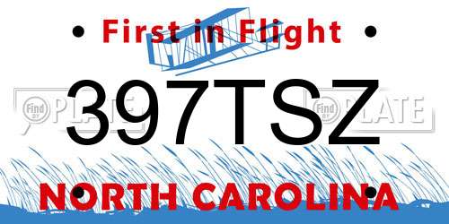 397TSZ North Carolina License Plate