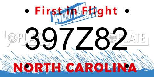 397Z82 North Carolina License Plate
