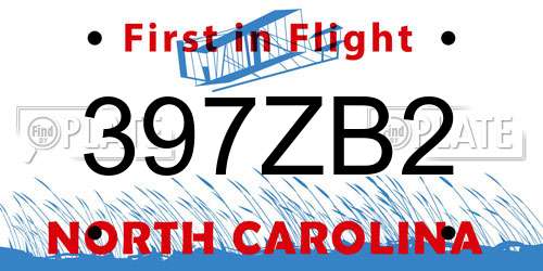 397ZB2 North Carolina License Plate