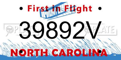 39892V North Carolina License Plate