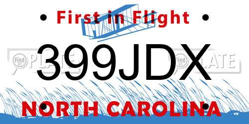 399JDX North Carolina License Plate