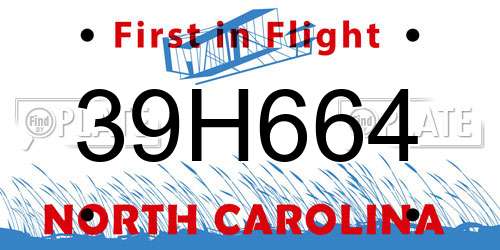 39H664 North Carolina License Plate