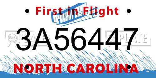 3A56447 North Carolina License Plate