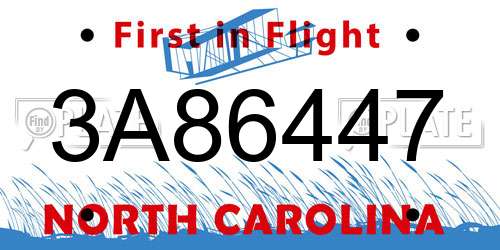 3A86447 North Carolina License Plate