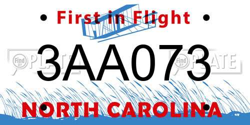 3AA073 North Carolina License Plate