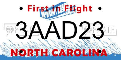 3AAD23 North Carolina License Plate