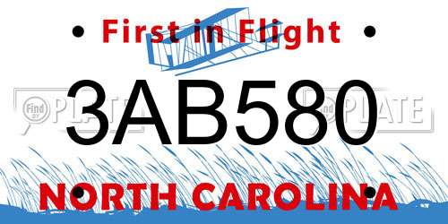 3AB580 North Carolina License Plate