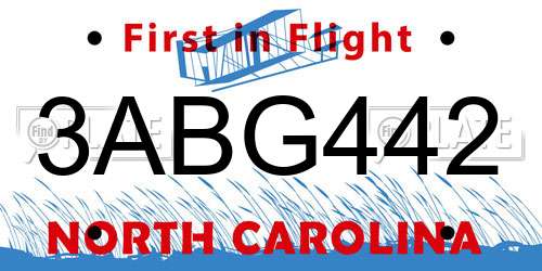 3ABG442 North Carolina License Plate