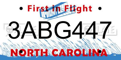 3ABG447 North Carolina License Plate