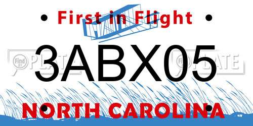 3ABX05 North Carolina License Plate
