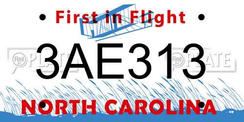 3AE313 North Carolina License Plate