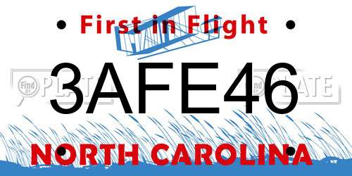 3AFE46 North Carolina License Plate
