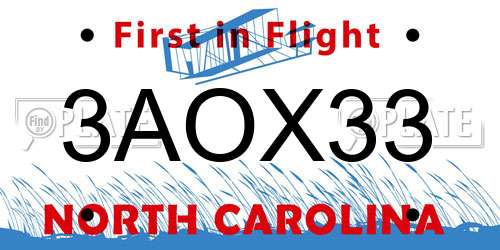 3AOX33 North Carolina License Plate