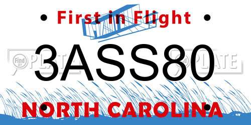 3ASS80 North Carolina License Plate