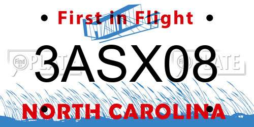 3ASX08 North Carolina License Plate