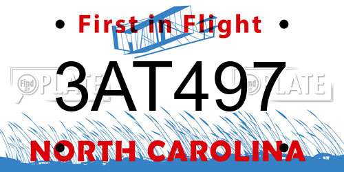 3AT497 North Carolina License Plate