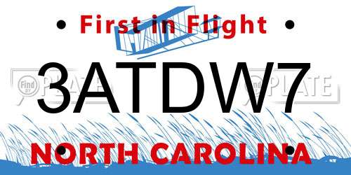 3ATDW7 North Carolina License Plate
