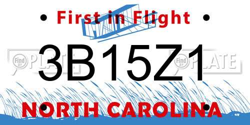 3B15Z1 North Carolina License Plate
