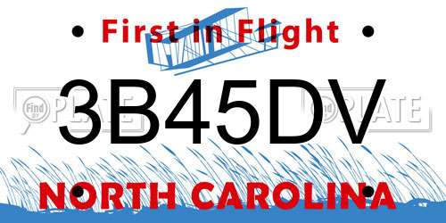3B45DV North Carolina License Plate