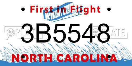3B5548 North Carolina License Plate