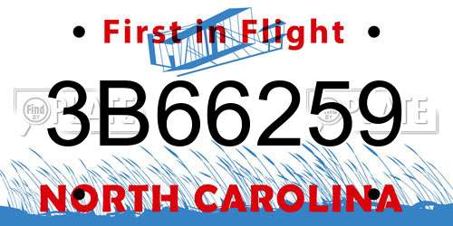 3B66259 North Carolina License Plate