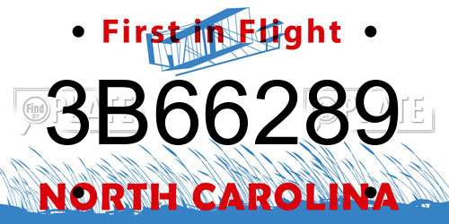 3B66289 North Carolina License Plate