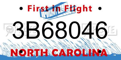 3B68046 North Carolina License Plate