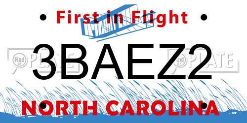 3BAEZ2 North Carolina License Plate