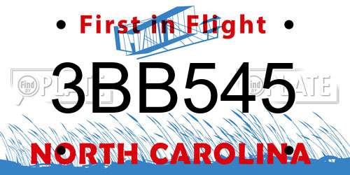 3BB545 North Carolina License Plate