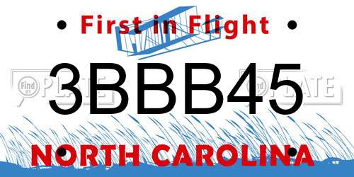 3BBB45 North Carolina License Plate