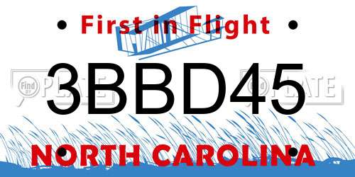 3BBD45 North Carolina License Plate