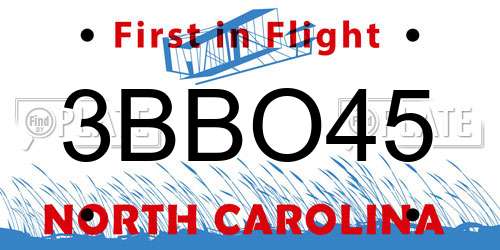 3BBO45 North Carolina License Plate