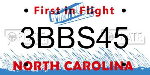 3BBS45 North Carolina License Plate