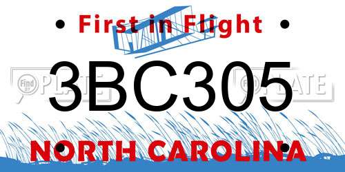 3BC305 North Carolina License Plate